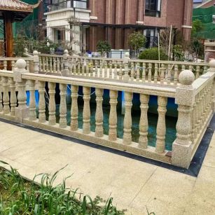 周口黄金麻花岗岩石材栏杆，扶手，将军柱，花瓶柱