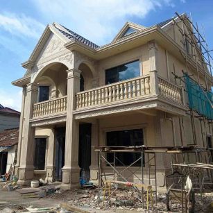 周口 黄金麻花岗岩石材私人别墅雕花门楼柱阳台栏杆