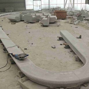 周口 芝麻白花岗岩弧形花坛石，坐凳石