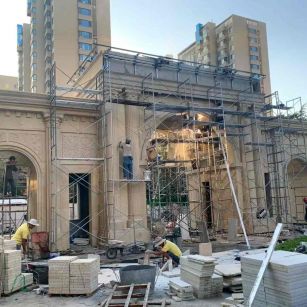 周口 黄金麻荔枝面花岗岩小区门楼外墙干挂