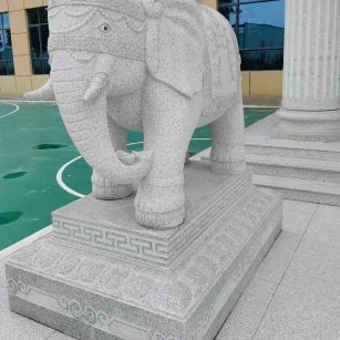 周口 白麻花岗岩动物异形石雕-大象
