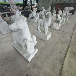 周口 芝麻白花岗岩造型立体雕刻——十二生肖