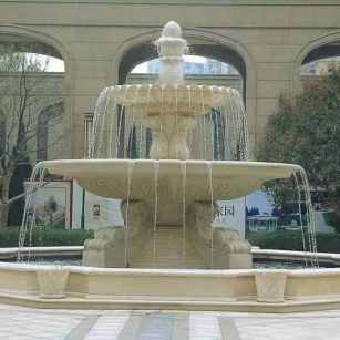 周口 黄金麻花岗岩异型加工——户外庭院石雕流水喷泉