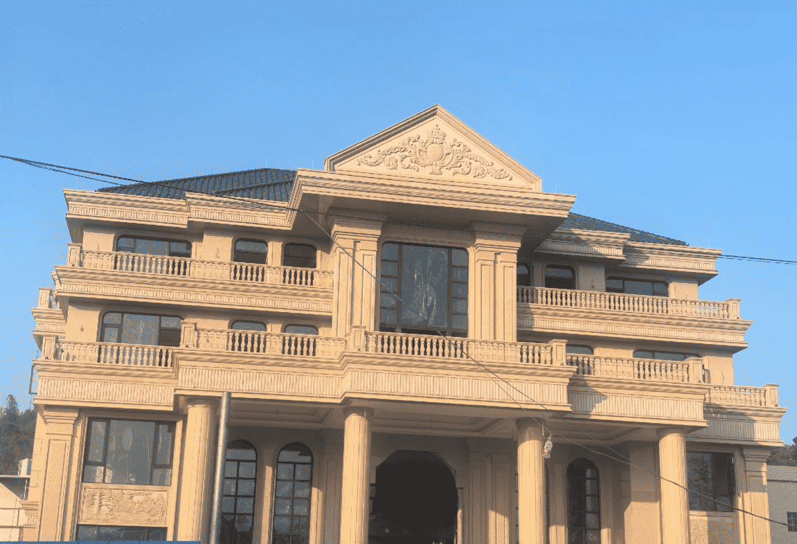 周口黄金麻别墅外墙干挂石材效果示例